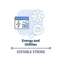 Energy and utilities light blue concept icon. Big data application abstract idea thin line illustration. Risks modeling. Isolated outline drawing. Editable stroke. vector