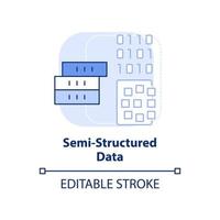 icono de concepto azul claro de datos semiestructurados. Ilustración de línea delgada de idea abstracta de tipo de datos grandes. modelo apenas estructurado. dibujo de contorno aislado. trazo editable. vector