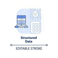 Structured data light blue concept icon. Big data type abstract idea thin line illustration. Machine learning algorithm. Isolated outline drawing. Editable stroke. vector