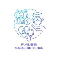 Families in social protection blue gradient concept icon. Social protection and support activity abstract idea thin line illustration. Isolated outline drawing. vector