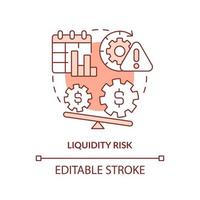 Liquidity risk terracotta concept icon. Risk category abstract idea thin line illustration. Poor financial condition. Isolated outline drawing. Editable stroke. vector