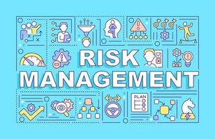 Risk management word concepts blue banner. Deal with problems. Infographics with icons on color background. Isolated typography. Vector illustration with text.