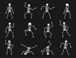 Skeleton dance animated game sprite vector set