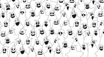 Cartoon halloween ghosts pattern vector background