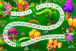 Kids board game fairy characters in magic forest vector