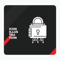 Red and Black Creative presentation Background for Security. cyber. lock. protection. secure Glyph Icon vector