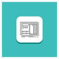 Round Button for Blueprint. design. drawing. plan. prototype Line icon Turquoise Background vector