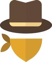 Cowboy hat and scarf illustration in minimal style vector