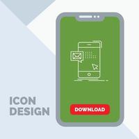 a granel. diálogo. instante. correo. icono de línea de mensaje en el móvil para la página de descarga vector