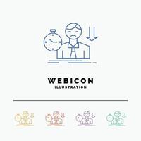 failure. fail. sad. depression. time 5 Color Line Web Icon Template isolated on white. Vector illustration