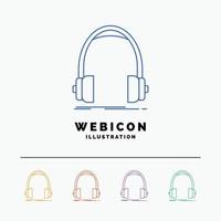 Audio. headphone. headphones. monitor. studio 5 Color Line Web Icon Template isolated on white. Vector illustration