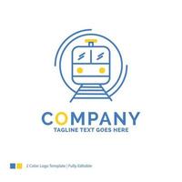 metro. train. smart. public. transport Blue Yellow Business Logo template. Creative Design Template Place for Tagline. vector