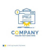 seo. progress. globe. technology. website Blue Yellow Business Logo template. Creative Design Template Place for Tagline. vector