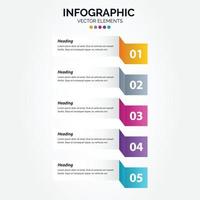 Vector Vertical Infographic arrow design with 5 options or steps. Vertical Infographic for business concept