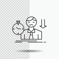 failure. fail. sad. depression. time Line Icon on Transparent Background. Black Icon Vector Illustration