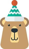 bear wearing christmas hat illustration in minimal style vector