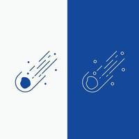 Asteroid. astronomy. meteor. space. comet Line and Glyph web Button in Blue color Vertical Banner for UI and UX. website or mobile application vector