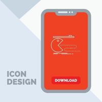 Character. computer. game. gaming. pacman Line Icon in Mobile for Download Page vector