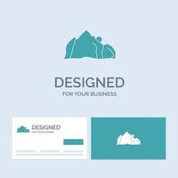 hill. landscape. nature. mountain. scene Business Logo Glyph Icon Symbol for your business. Turquoise Business Cards with Brand logo template. vector