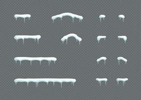 Snow Cap Toppers Icicles Christmas Winter Elements Set vector