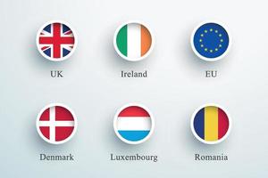 Round Flag Icon Set UK Ireland EU Denmark
