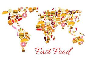 Fast food vector world map