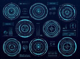 HUD circle data infographic, digital interface vector