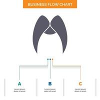 bigote. inconformista. movimiento masculino. diseño de diagrama de flujo de negocios de hombres con 3 pasos. icono de glifo para el lugar de plantilla de fondo de presentación para texto. vector