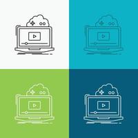 Cloud. game. online. streaming. video Icon Over Various Background. Line style design. designed for web and app. Eps 10 vector illustration