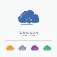 cloud. syncing. sync. data. synchronization 5 Color Glyph Web Icon Template isolated on white. Vector illustration