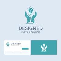 ocurrencia. ideas creativo. Cuota. símbolo de icono de glifo de logotipo de empresa de manos para su negocio. tarjetas de visita turquesas con plantilla de logotipo de marca. vector