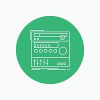 rack. component. module. sound. studio White Line Icon in Circle background. vector icon illustration