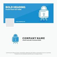 Blue Business Logo Template for Security. cyber. lock. protection. secure. Facebook Timeline Banner Design. vector web banner background illustration