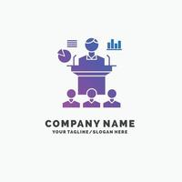 Business. conference. convention. presentation. seminar Purple Business Logo Template. Place for Tagline. vector