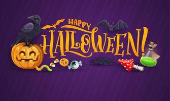 Cartoon halloween banner, cartoon vector greeting