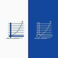 Arrow. chart. curve. experience. goal Line and Glyph web Button in Blue color Vertical Banner for UI and UX. website or mobile application vector