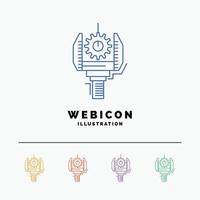 Automation. industry. machine. production. robotics 5 Color Line Web Icon Template isolated on white. Vector illustration