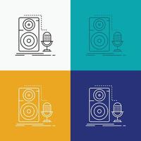 Live. mic. microphone. record. sound Icon Over Various Background. Line style design. designed for web and app. Eps 10 vector illustration