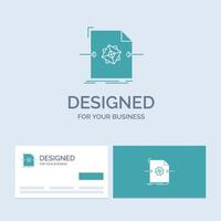 3d. document. file. object. processing Business Logo Glyph Icon Symbol for your business. Turquoise Business Cards with Brand logo template. vector