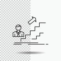 promotion. Success. development. Leader. career Line Icon on Transparent Background. Black Icon Vector Illustration