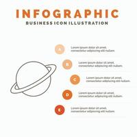 planeta. espacio. luna. bandera. plantilla de infografía de Marte para sitio web y presentación. icono de línea gris con ilustración de vector de estilo infográfico naranja