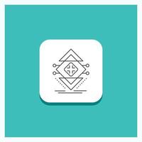 Round Button for Computing. data. infrastructure. science. structure Line icon Turquoise Background vector