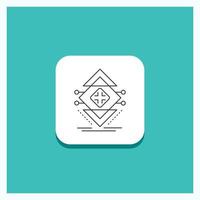 Round Button for Computing. data. infrastructure. science. structure Line icon Turquoise Background vector