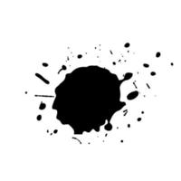 Black Ink spot and dots. Drops and splashes, blots of liquid paint. Watercolor grunge vector illustration.