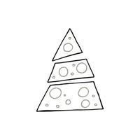 un árbol de navidad dibujado a mano. ilustración vectorial en estilo garabato. estado de ánimo de invierno. hola 2023. feliz navidad y próspero año nuevo. elemento negro y gris sobre un fondo blanco. vector