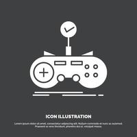 Check. controller. game. gamepad. gaming Icon. glyph vector symbol for UI and UX. website or mobile application