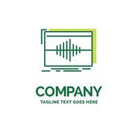 Audio. frequency. hertz. sequence. wave Flat Business Logo template. Creative Green Brand Name Design. vector