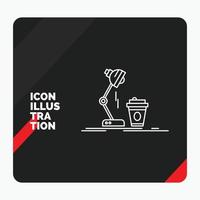 Red and Black Creative presentation Background for studio. design. coffee. lamp. flash Line Icon vector