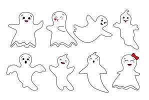 Halloween Ghost Silhouette set. Vector Illustration, Doodle Style