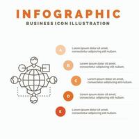 función. instrucción. lógica. operación. plantilla de infografía de reunión para sitio web y presentación. icono de línea gris con ilustración de vector de estilo infográfico naranja